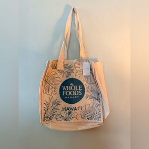Whole Foods Market Tan and Blue Tote Bag. NWT